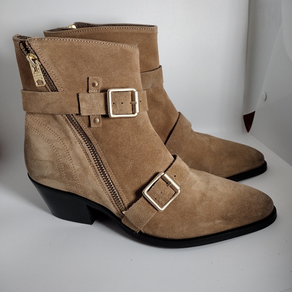 AllSaints Lior Suede Zip Bootie Desert Sand EU size 39 US Size 9 NWOB - Picture 4 of 15